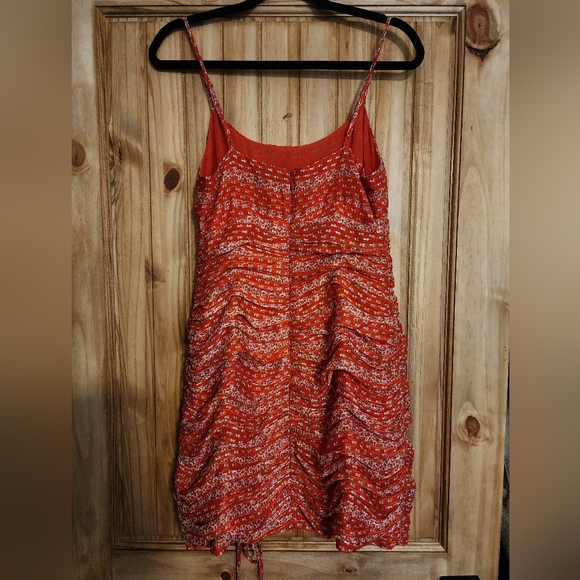 Floral Rouched Mini Dress - Red - Picture 5 of 6